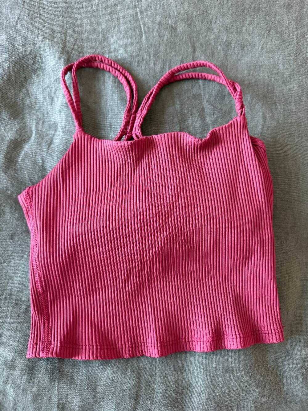 Carbon38 Ribbed Crop Tank Sports Bra Pink Size Small